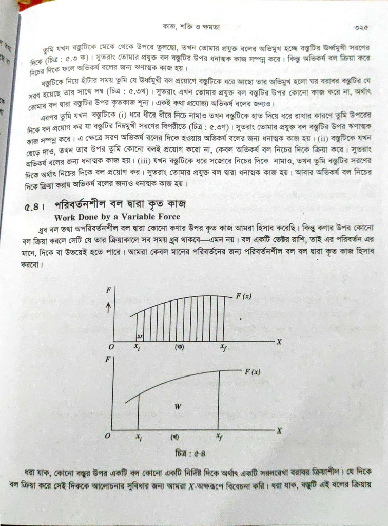 পাঠঃ ৫.৪- পরিবর্তনশীল বল দ্বারা কৃতকাজ 