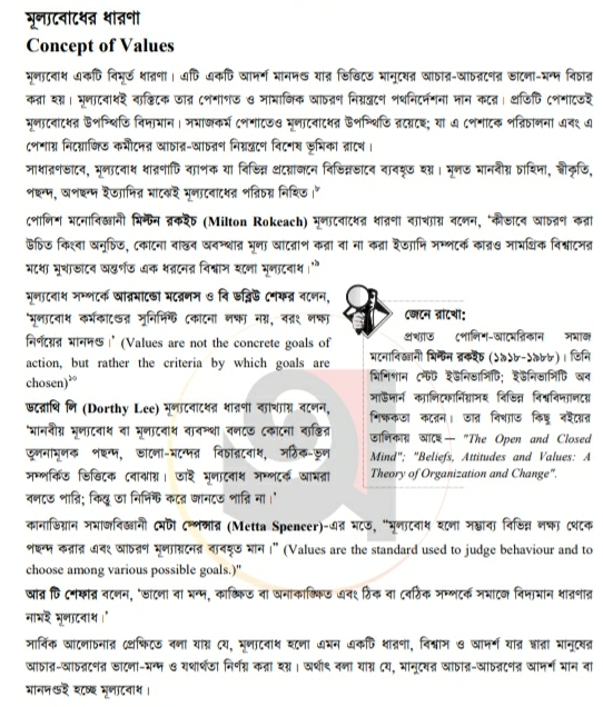 মূল্যবোধের ধারণা 